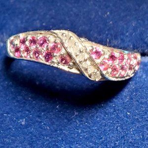 Chic Pink Tourmaline + Diamond Ring, Sterling 925